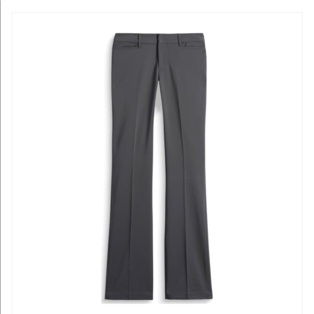 Medium gray women’s slacks. 16. Stretchy material.